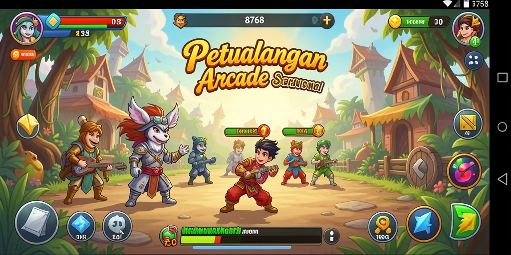 Screenshot menunjukkan gameplay seru dari game Arcade 8768.