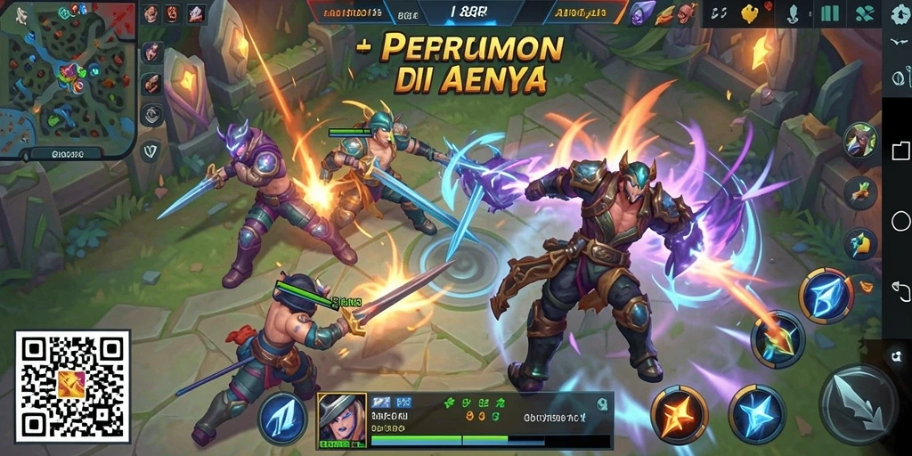 Tampak aksi seru dalam gameplay MOBA 8QR.