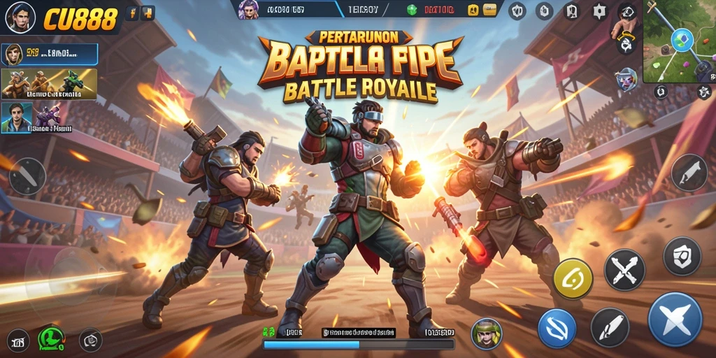 Tangkapan layar permainan CU888 menampilkan momen epik dalam aksi Battle Royale.