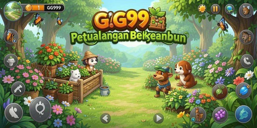 Screenshot gameplay GG999 menampilkan aktivitas berkebun yang seru.
