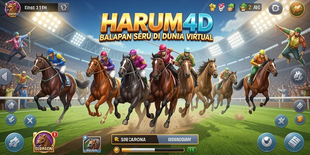 Tampilan gameplay seru di HARUM4D dengan balapan menegangkan.