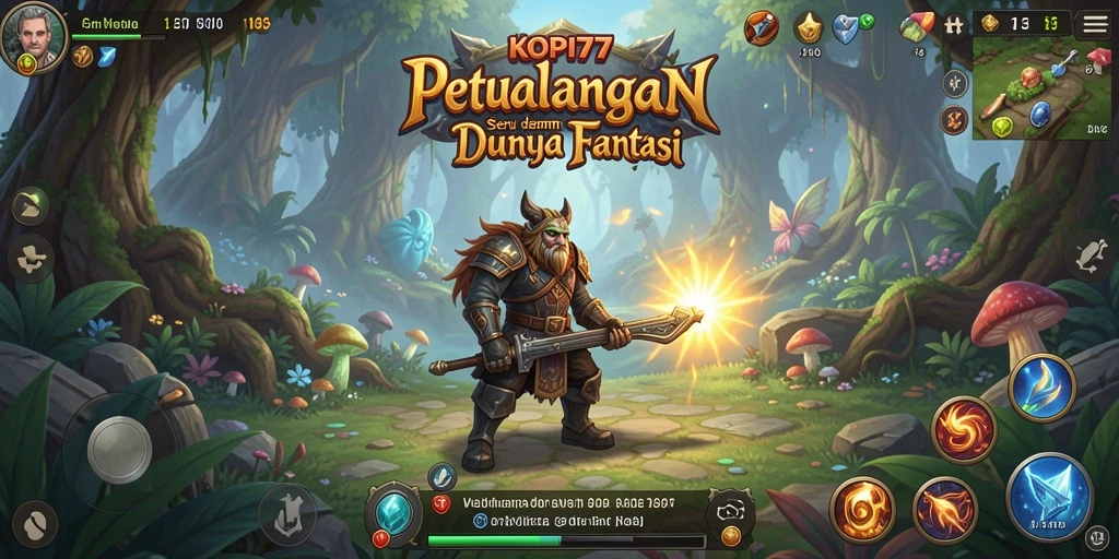 Tangkapan layar utama KOPI77 menunjukkan aksi petualangan dan eksplorasi RPG yang menarik.
