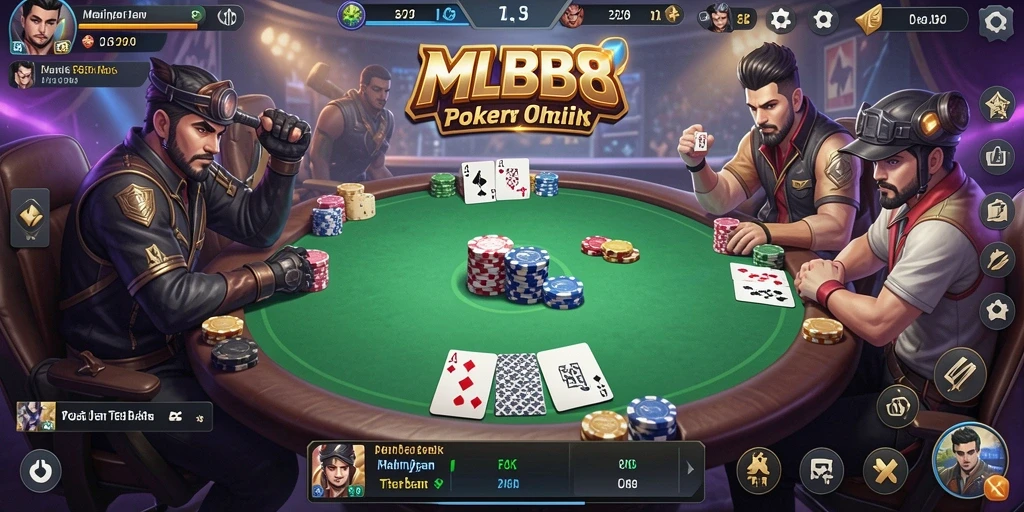 Screenshot gameplay MLBB8 menunjukkan keseruan bermain poker online.