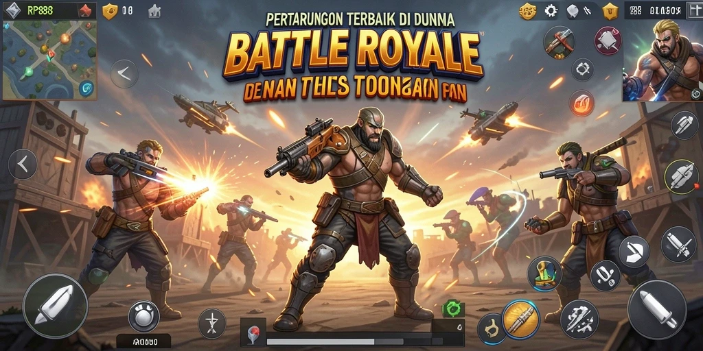 Tampilan seru gameplay RP888 di arena Battle Royale.